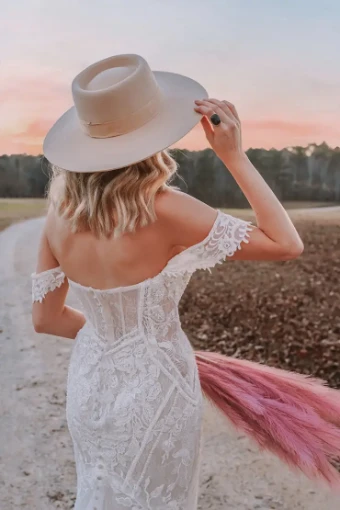 Essense of Australia D3308 #2 default (IVRM-PL) IVR Lace & Tulle ov Rum Gwn w/ PORC Tulle Lined Bod & Plunge thumbnail