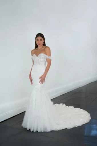 Martina Liana ML1612 #0 default (IVRM-PL) Ivory Lace & Tulle over Rum Gown w Porcelain Tulle Illusion thumbnail