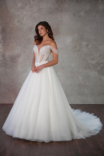 Essense of Australia D4130 #2 (IVIV-PL) IVR TULLE & REGAL ORGANZA OVER IVR GWN W PORCELAIN TULLE PLNG thumbnail