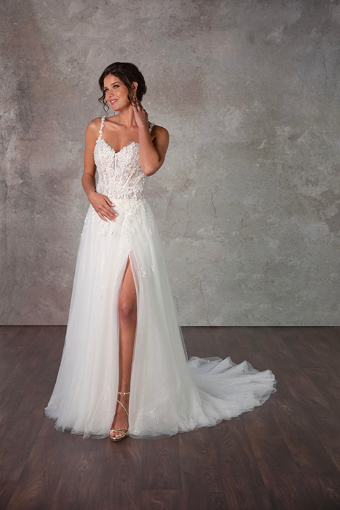 Essense of Australia D4148 #2 default (IV-RM) IVORY LACE AND TULLE OVER RUM GOWN thumbnail