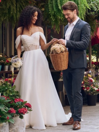 Rebecca Ingram SUNNY (25RB273A01 - Unlined bodice) #1 All Ivory (gown with Ivory Illusion) thumbnail