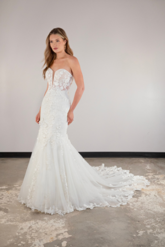 Essense of Australia D4038ZZ #2 default (IVRM-PL) Ivory Lace and Tulle over Rum Gown w Porcelain Tulle Plunge thumbnail