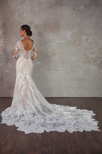 Essense of Australia D4213 #1 (IVIV-PL) Ivory Lace & Tulle over Ivory Gown w Porcelain Tulle Plunge thumbnail