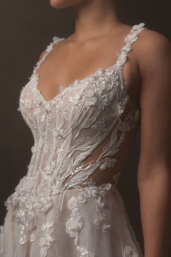 Martina Liana ML1899 #2 default (IVRM-PL) Ivory Lace & Tulle over Rum Gown w Porcelain Tulle Illusion thumbnail