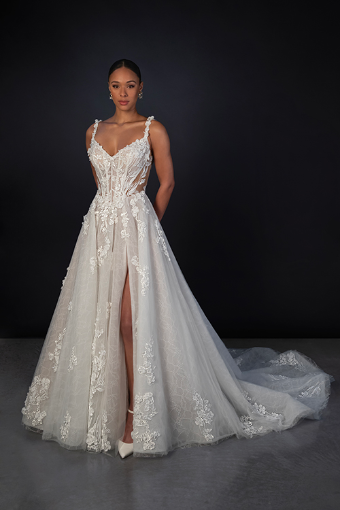 Martina Liana ML1899 #0 default (IVRM-PL) Ivory Lace & Tulle over Rum Gown w Porcelain Tulle Illusion thumbnail