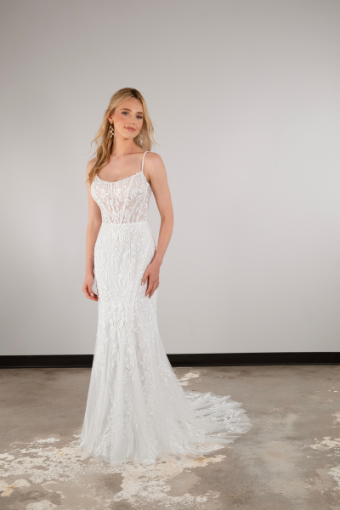 Essense of Australia D3883 #0 default (IV-LT) IVORY LACE AND TULLE OVER LATTE GOWN thumbnail