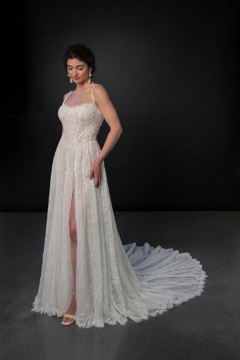 Martina Liana ML1945 #0 default (IV-RM) IVORY LACE AND TULLE OVER RUM GOWN thumbnail