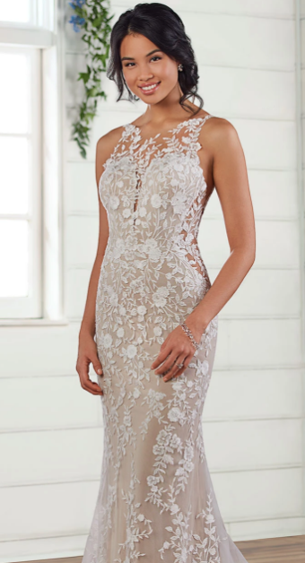 Essense of Australia D3060ZZ #0 default Ivory Lace and Tulle over Rum Gown with Porcelain Tulle Illusion thumbnail