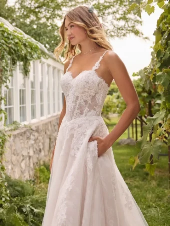 Rebecca Ingram ESMERALDA #2 Ivory over Blush (gown with Ivory Illusion) thumbnail