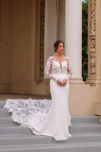 Essense of Australia D3379 #1 (IV-PL) Ivory Gown w Porcelain Tulle Illusion thumbnail