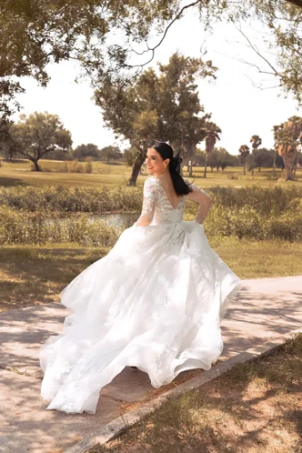 Essense of Australia D3358 #1 (IV-AL) Ivory Lace Tulle and Regency Organza over Almond Gown thumbnail