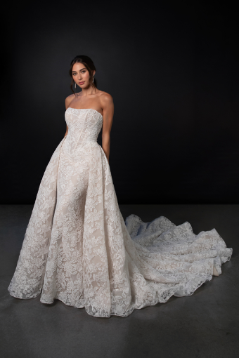 Martina Liana ML1986 #0 default (IV-RM) IVORY LACE AND TULLE OVER RUM GOWN thumbnail