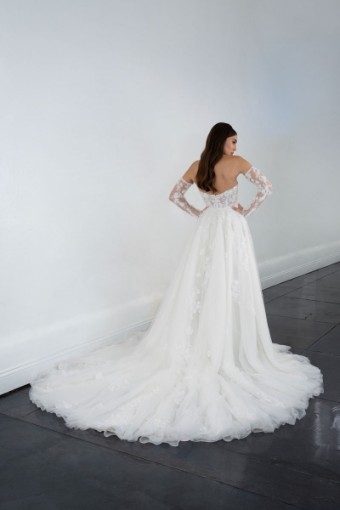 Martina Liana 1599 #1 (IVIV-PL) IVR LACE & TULLE OVER IVR GWN W IVR OVRSKT & PLN TULLE PLUNGE thumbnail