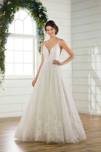 Essense of Australia D2810 #0 default Ivory Gown with Porcelain Tulle Plunge thumbnail