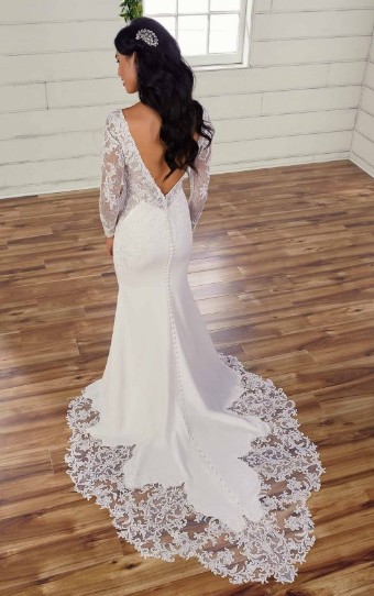 Essense of Australia D3029 #2 default Ivory Gown with Porcelain Tulle Plunge thumbnail