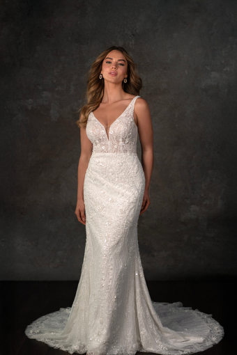 Essense of Australia D4448 #2 default (IVIV-PL) IVORY EMBROIDERY & TULLE OV IVORY GOWN W PORCELAIN TULLE PLNG thumbnail