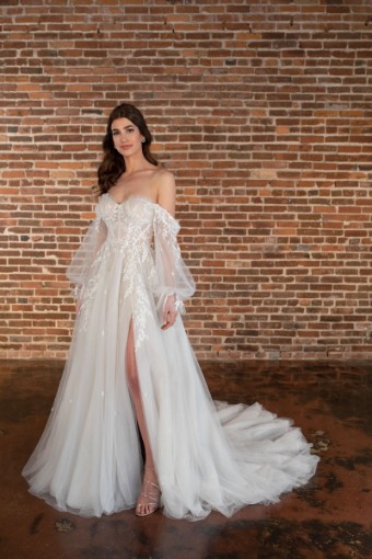 Essense of Australia D3787 #0 default (IV-RUM) IVORY LACE TULLE AND ROYAL ORGANZA OVER RUM GOWN thumbnail