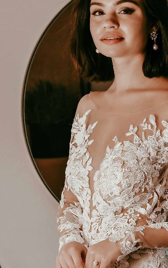 Essense of Australia D3284 #4 Ivory Lace and Tulle over Rum Gown with Porcelain Tulle Illusion thumbnail