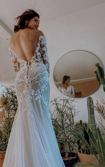 Essense of Australia D3284 #5 default Ivory Lace and Tulle over Rum Gown with Porcelain Tulle Illusion thumbnail