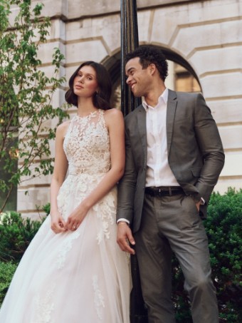 Rebecca Ingram RICKIE #3 Ivory over Blush (gown with Natural Illusion) thumbnail