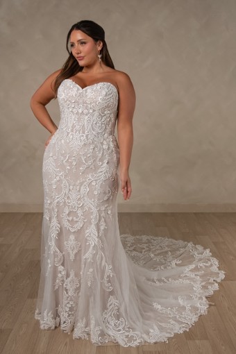 Essense of Australia D4625 #3 default (IV-RUM) Ivory Lace and Tulle over Rum Gown (IV-IVR) Ivory Lace and Tulle over Ivory Gown thumbnail