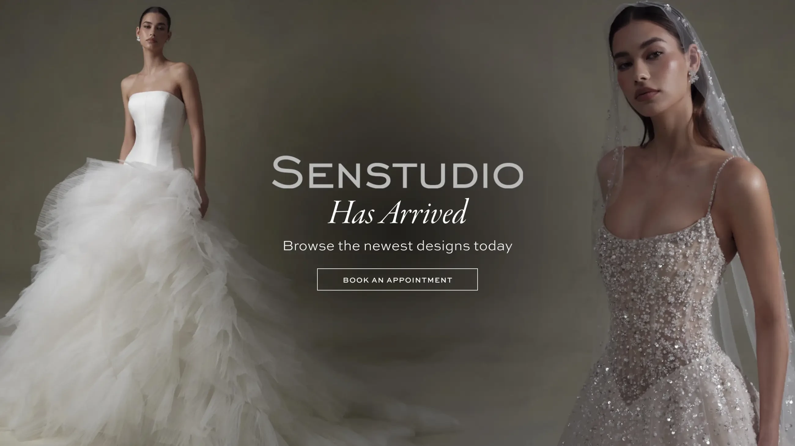 senstudio banner image showcasing two gowns